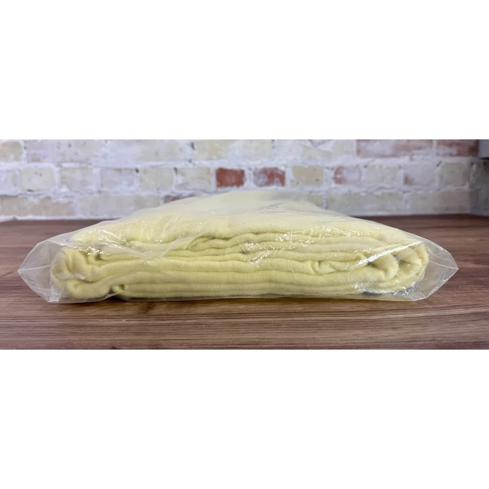 NOS Vintage Sears Slumber Shop Full Sheet Blanket 80x90 Lemon Yellow Sealed 70s